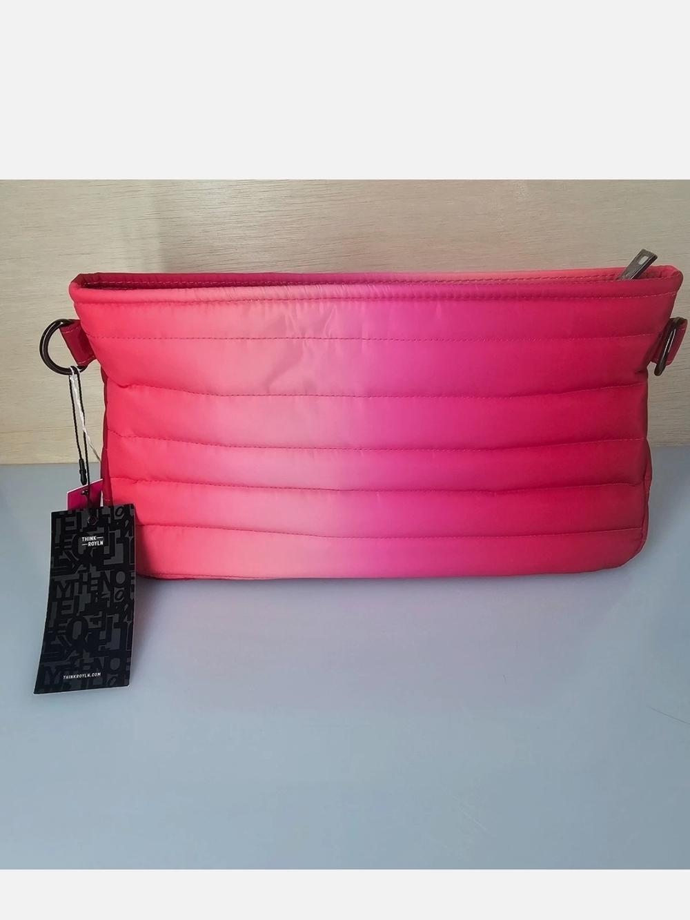 New Think Royln Bank Street XL TrPink Quilted Crossbody Bag with Removable Pouch - Picture 4 of 10